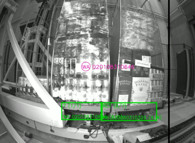 W2MO identification gate for pallets on a conveyor